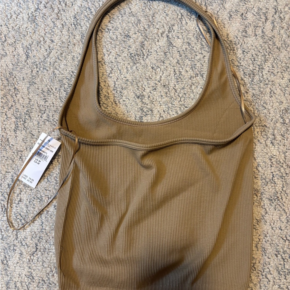 Women's Tan Ribbed Tank Top - Picture 2 of 4